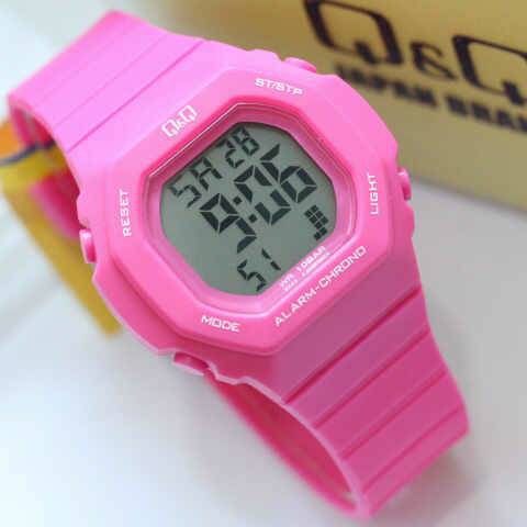 Jam Tangan Wanita Qq M137 Q&Q Original pink Perempuan Cewek Anak-Anak Karet Asli garansi