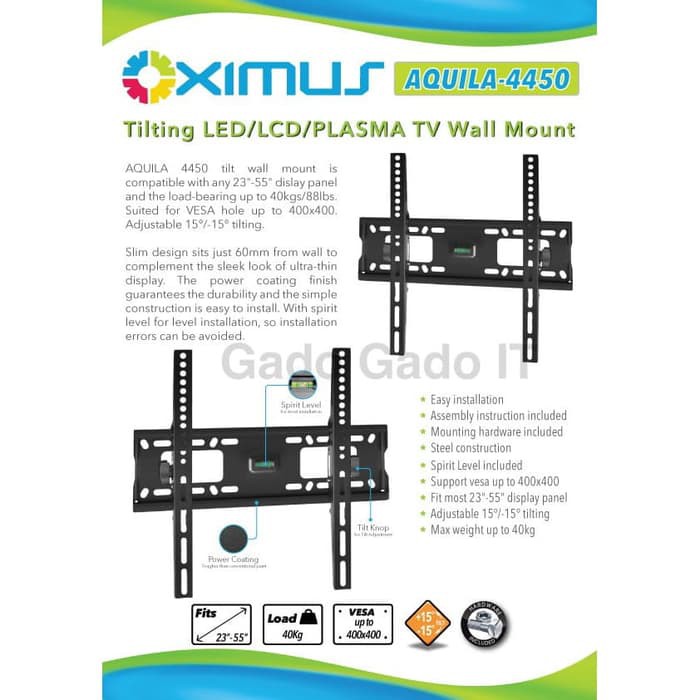 Bracket TV Oximus Aquila 4450 Monitor LED LCD Tilt 23-55 inch