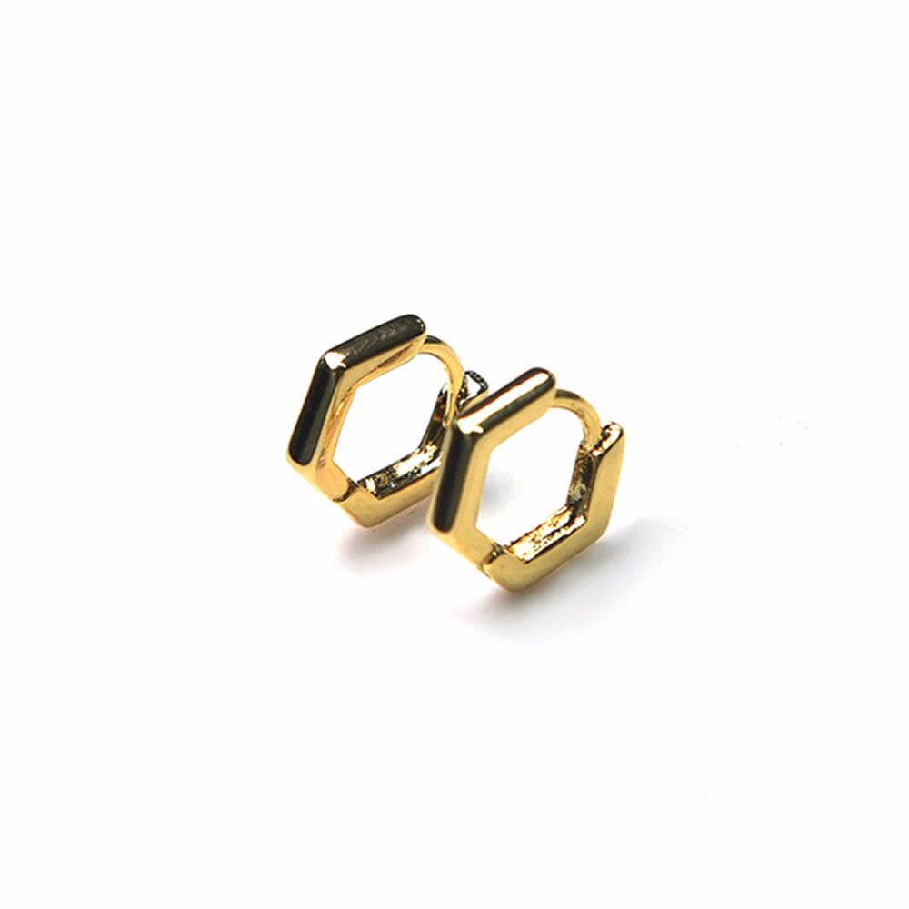 Needway  Gifts Square Earrings New Ear Studs Hexagon Hoop Earrings Glossy Daily Gold Color Women Girls Polygon Simplicity Fashion Jewelry/Multicolor