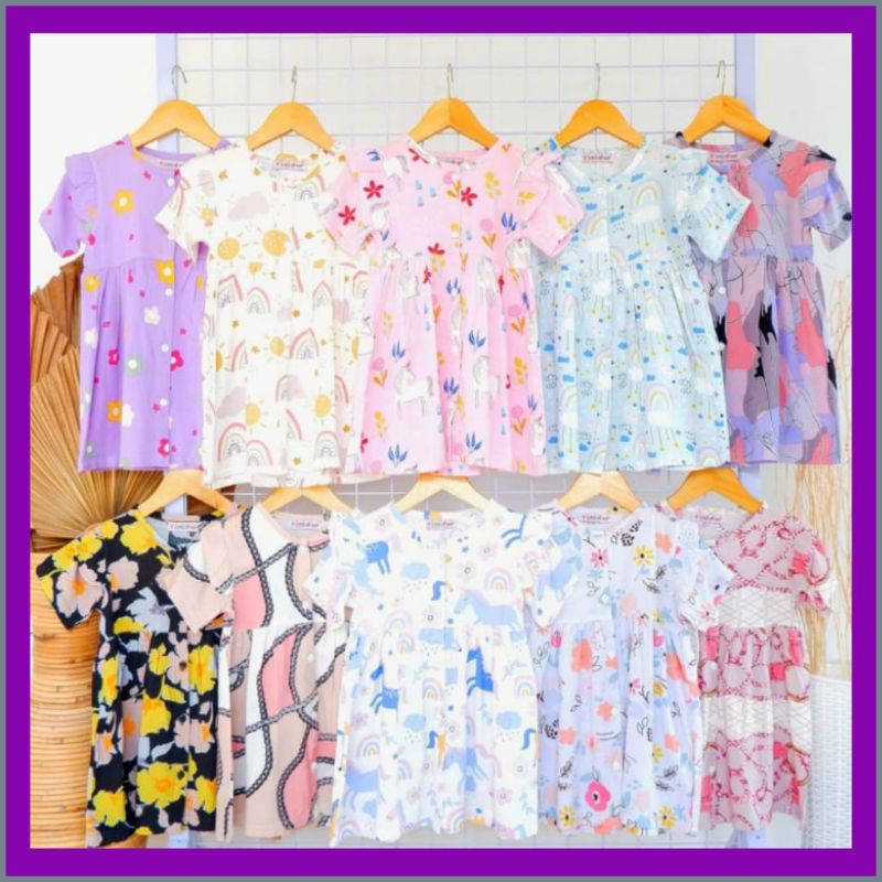 [Bobo kids] BAJU ANAK PEREMPUAN [FONA] [2-5 THN] [DRESS ANAK KATUN KAOS MIX MOTIF] [MBK]