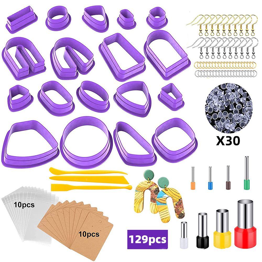 Solighter 129 Pcs Polymer Clay Cutters Handmade Earring Kartu Membuat Perhiasan Cetakan Kue