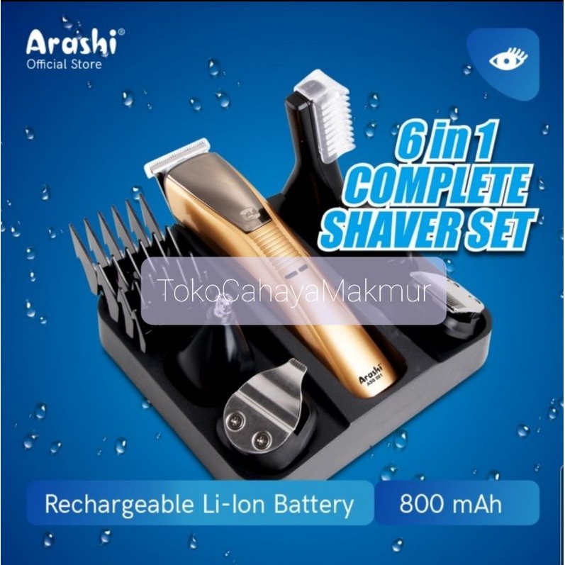 Arashi Shaver Set ASS001 6in1 - Alat Mesin Cukur Rambut Elektrik - Hair Clipper