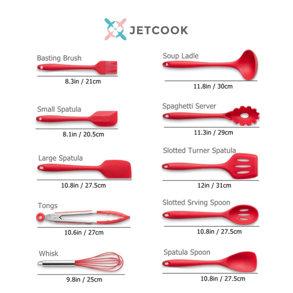 JetCook Peralatan Masak Silikon Cooking BPA Free Kitchen Utensil 10 in 1 Set