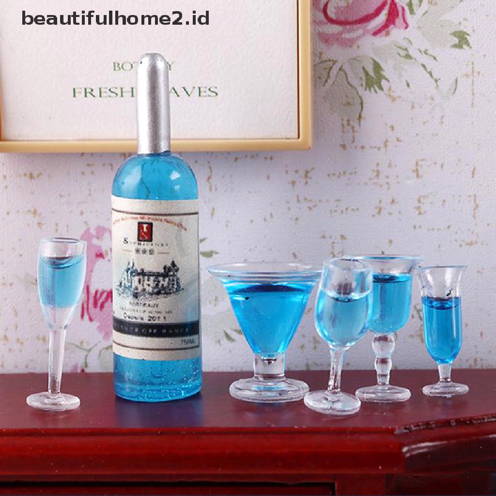 (beautifulhome2.id) 6pcs / set Mainan Miniatur Gelas Wine / Cocktail Skala 1: 12 Untuk Aksesoris Dapur Rumah Boneka