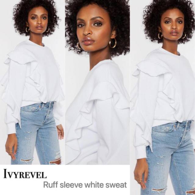 Ivyrevel ruff sleeve shite sweatshirt