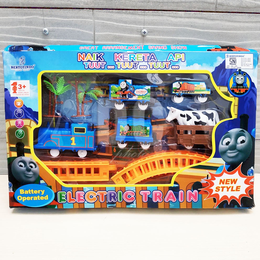 Electric Train Play Set Tomase Tomas Thonas Mainan Kereta Api Dengan Rel 5 Gerbong Hewan &amp; Pohon