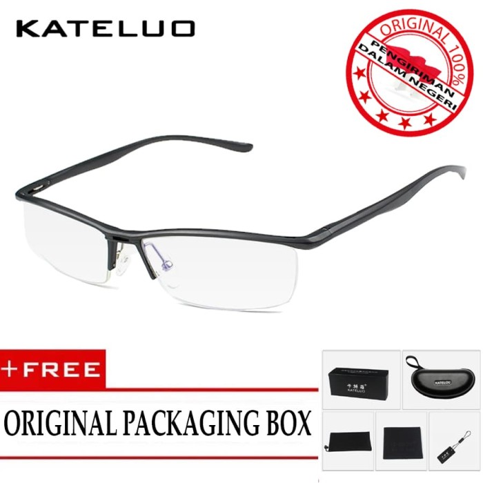 KATELUO 130 Kacamata Komputer Aluminium Anti Radiasi Pria Frame Ringan - Hitam