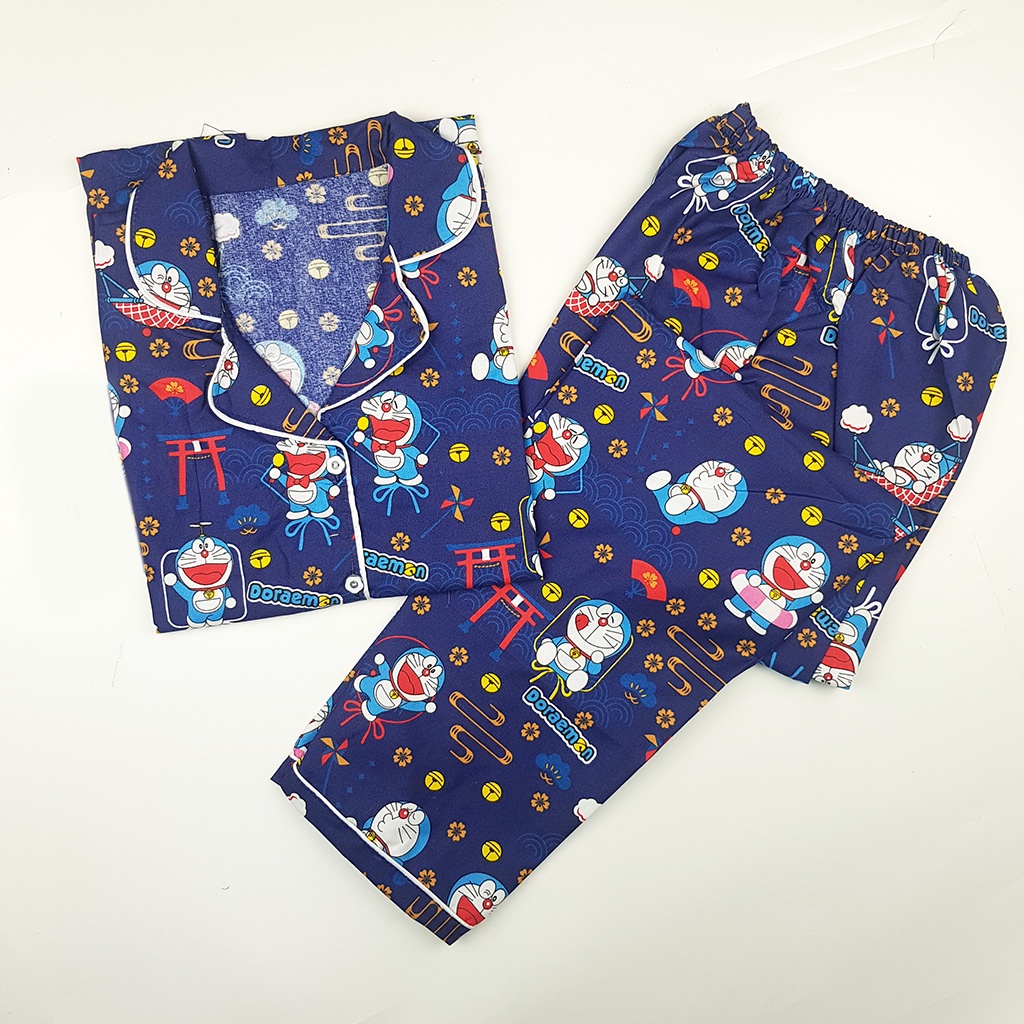Baju Tidur Piyama Wanita Dewasa Setelan CP Motif Trendy-CPL DORA SAKURA NAVY