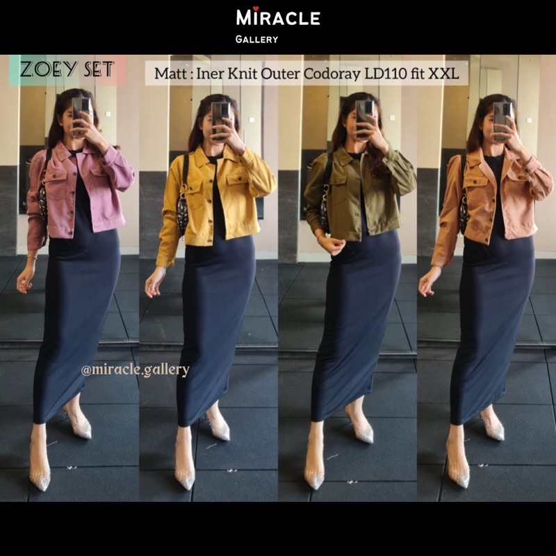 ZOEY SET 2IN1- INER ANYA KNIT PREMIUM OUTER CODORAY WARNA