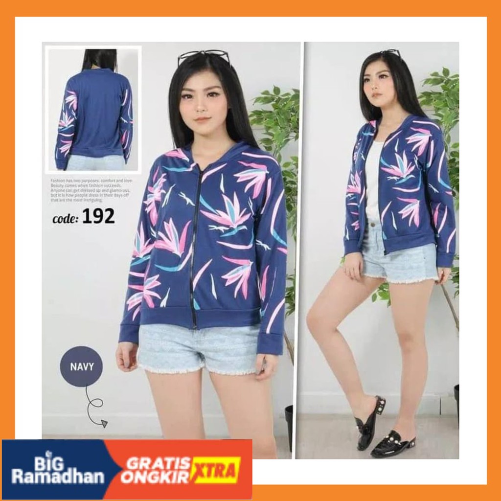 RAJUT RAPI BIG UKURAN ALLSIZE JUMBO LD 110 BESAR MURAH / Bess - Jacket Bomber Wanita YENHO FLOWER