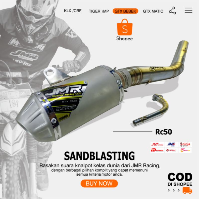 KNALPOT GTX RBT TRAIL RC 50 SANDBLASTING  ORIGINAL JMR RACING 4135
