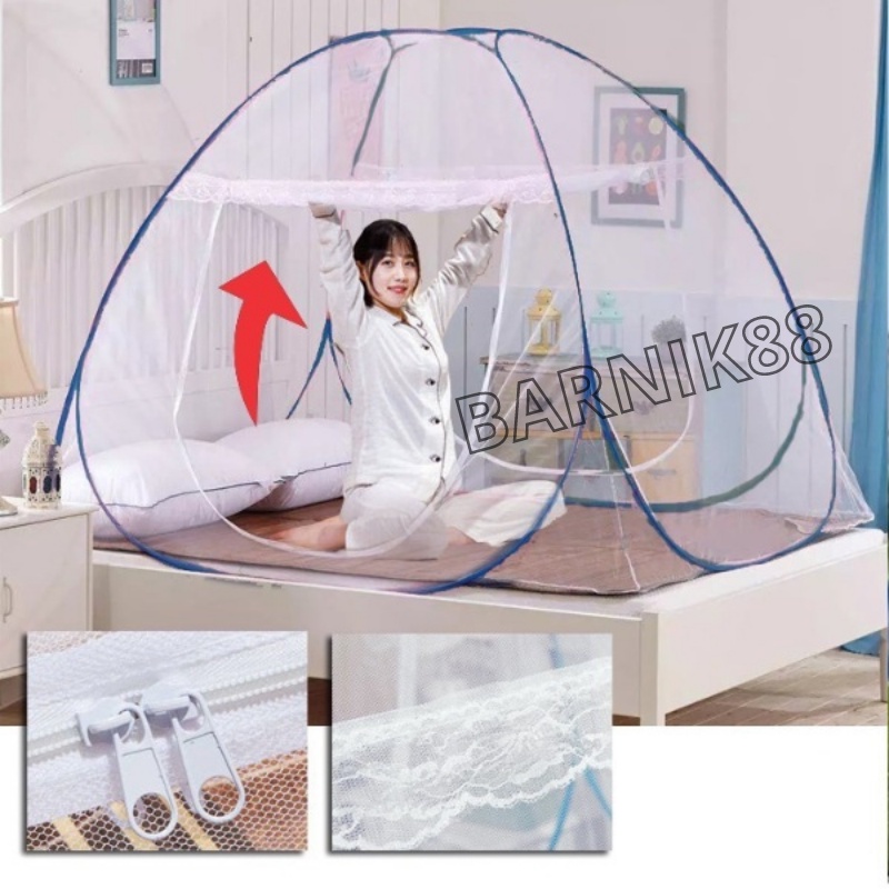 Barnik88 Kelambu Tidur Lipat Portable Anti Nyamuk Tenda Kanopi Tudung Butterfly Bagian Bawah Bolong Jumbo!!