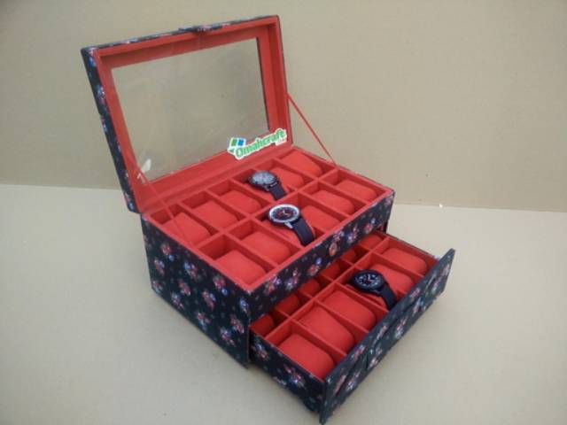 BLACK FLOWER - Kotak Jam Tangan ISI 24 / Box Tempat Jam Tangan Original Watch Box Organizer