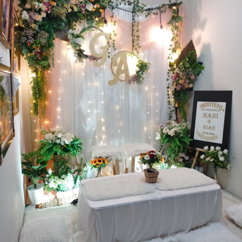 Sewa Backdrop Akad Nikah Rustic Minimalis - Dekorasi Akad Nikah Simple 2 meter