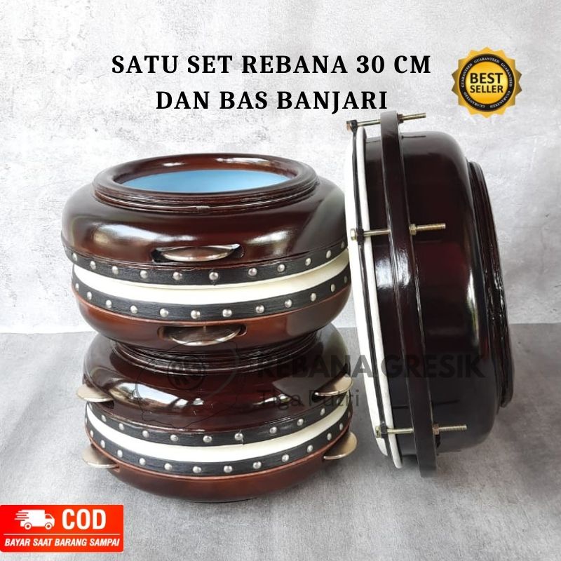 rebana hadroh satu set bas banjari