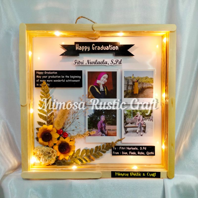 Free Box!! Kado Cewe Cowo Unik Ulang Tahun Kado Wisuda Anniversary Wedding Bunga Kering Hiasan Dinding Hampers Rustic-Sunflower