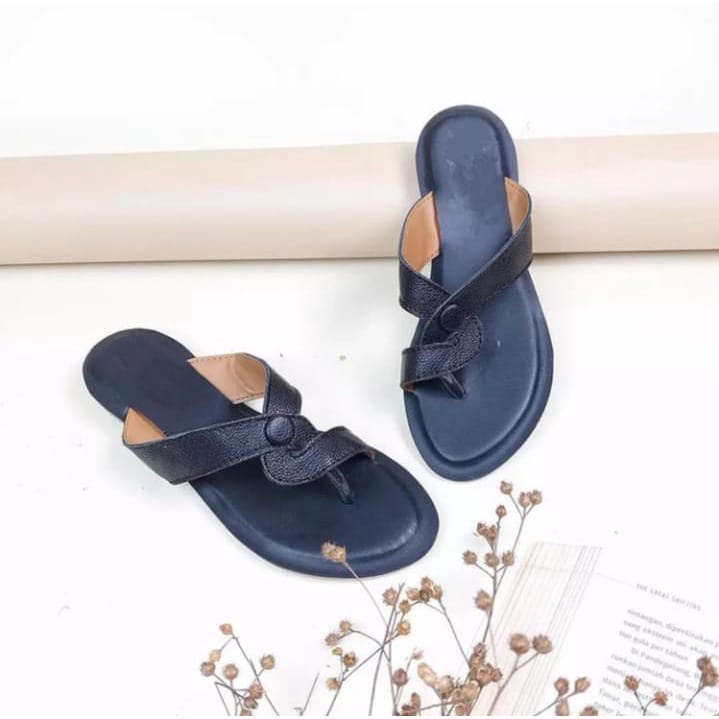 Sandal Wanita Dewasa Jepit Kancing Papirut Gelombang A02