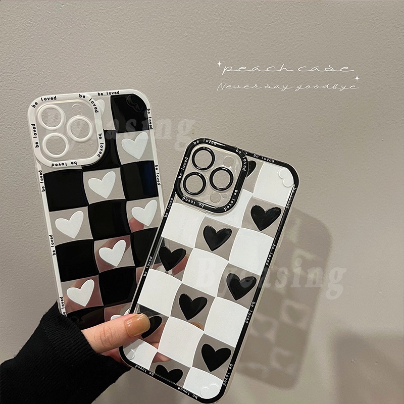 Soft Case TPU Motif Papan Catur Hati Untuk Samsung A13 A03 A03S A12 A11 A02S M12 M11 A02 A22 A32 A52 A72 M52 A10 A10S Note 20 Ultra S20 S21