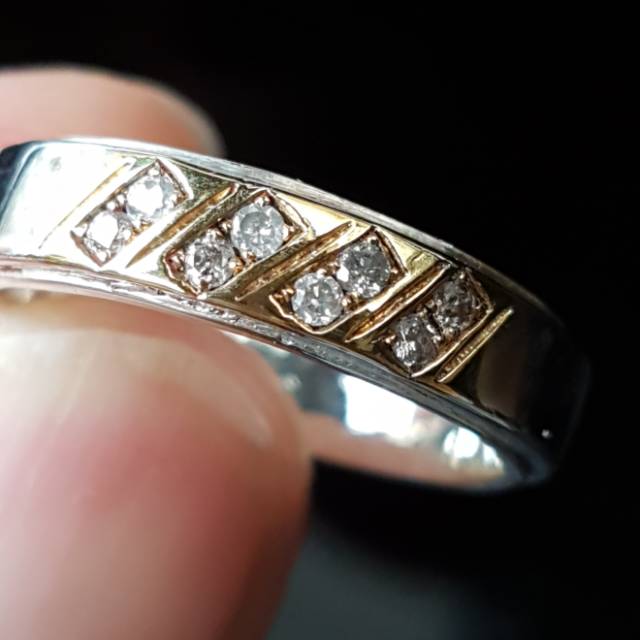 C619 Cincin wanita intan berlian diamond asli natural 8 pcs ring perak no 17 atau 7.75 murah