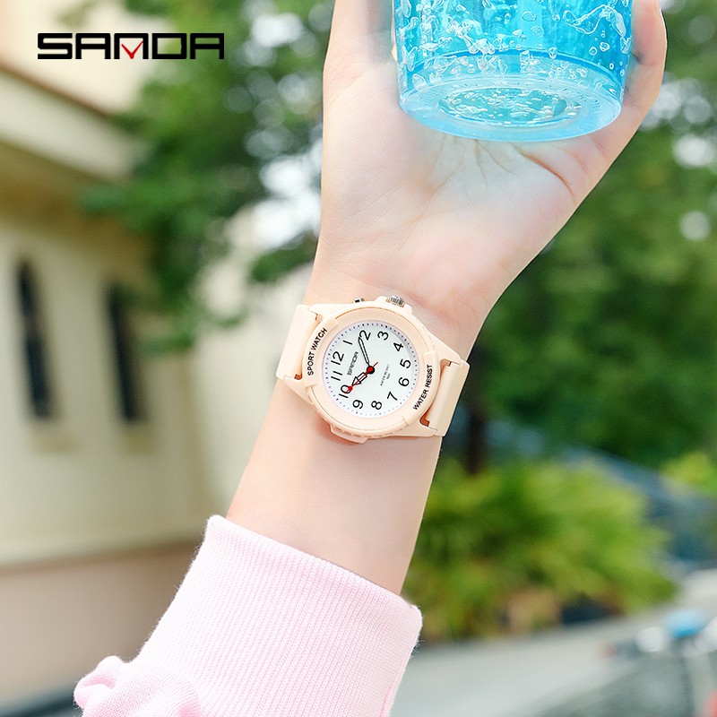 SANDA 6018 Jam Tangan Wanita Analog Tali Rubber Luminous Anti Air WATCHKITE WKOS