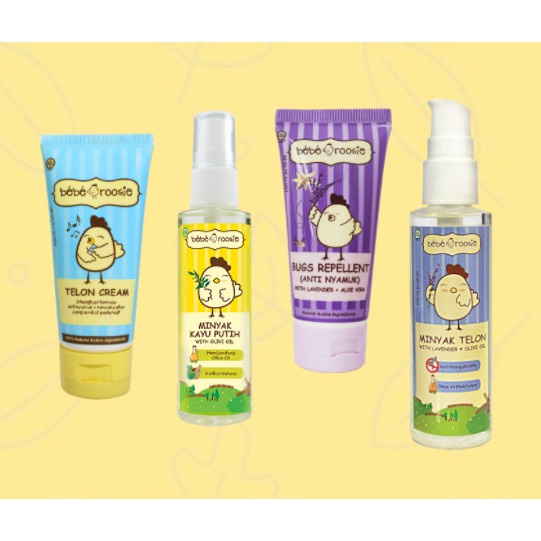 Bebe Roosie Telon Cream Bugs Repellent Telon Spray 60gr Kuning / Ungu / Spray Bebe Roosie Menghangatkan Melembutkan Kulit Bayi Anti Nyamuk Aroma Lavender Dan Minyak Zaitun Untuk Baby Bayi Anak