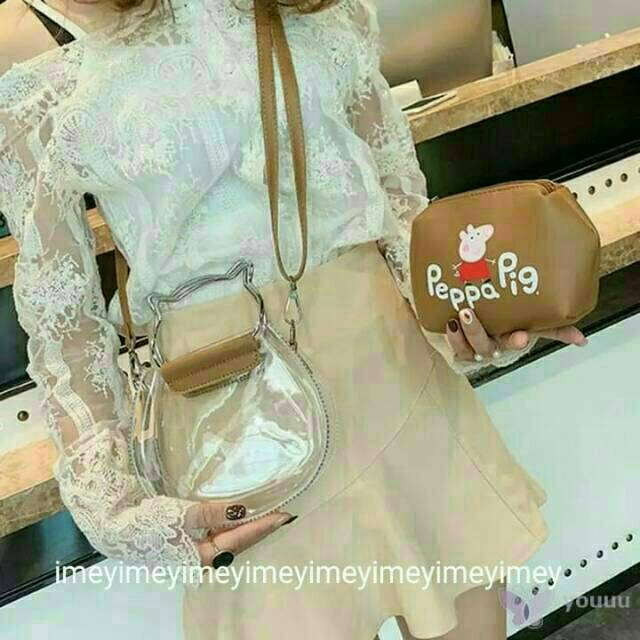 Sling bag Peppo pig mika transparan tas  wanita tas kecil