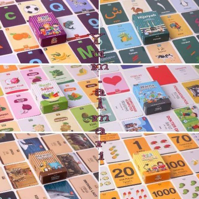 FLASHCARD Kartu nama mainan edukasi abc 123 hewan buah sayur profesi