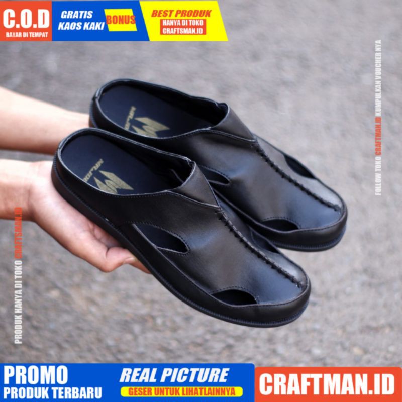 CRAFFTS X HIRO Sandal Kulit pria Bustong Sendal Casual Pria Original