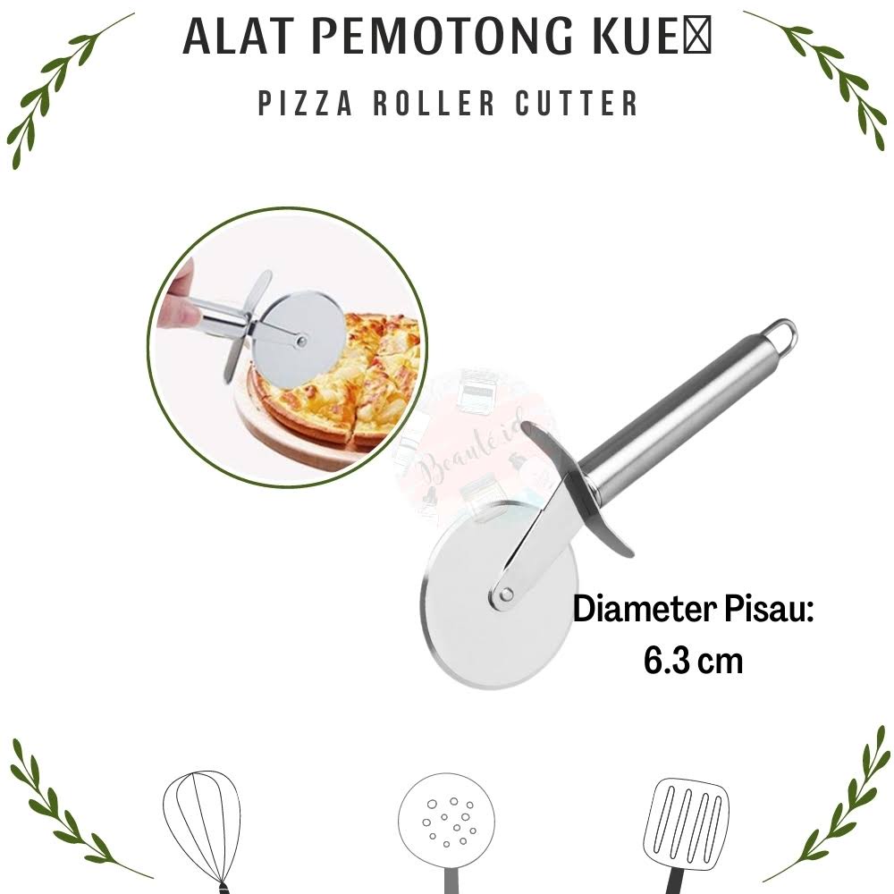 Alat Pemotong Pengiris Pisau Penggiling Pembagi Kue Pizza Roller Cutter Stainless Steel Berkualitas Untuk Chef Kafe