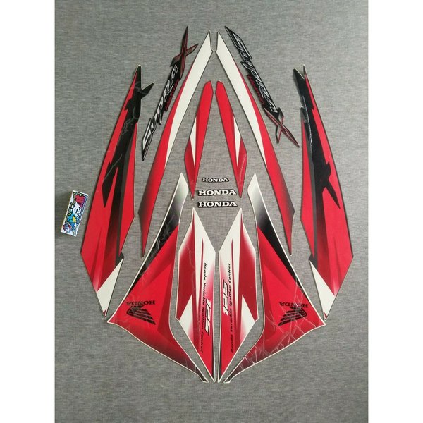 STIKER STRIPING LIS STANDAR ORI HONDA SUPRA X 125 HELM IN MERAH TAHUN 2011