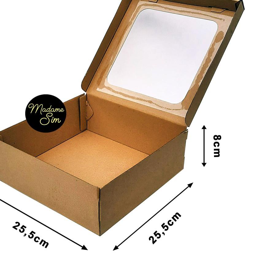 

KOTAK KUE - CAKE BOX - DUS BOLU 25 x 25 x 8 CM - JENDELA (ISI : 10 PCS)