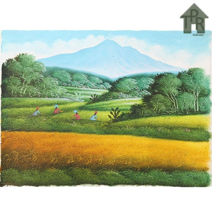 Lukisan Asli - Panen Raya Landscape Naturalist 40x30cm.