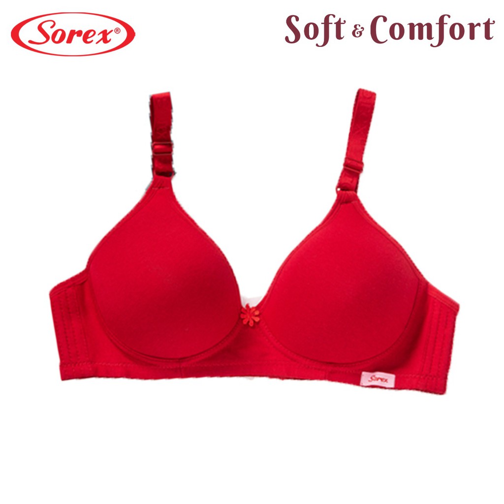 Sorex Bra Super Soft Busa Tanpa Kawat Cup Besar Kait 3 Setara Cup B-C BH  Harian 17228-Merah