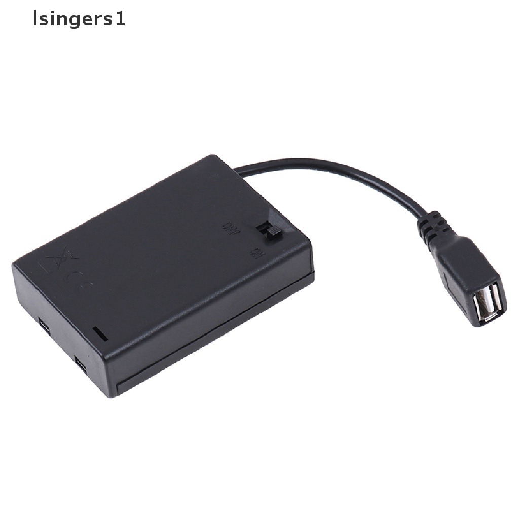 (lsingers1) Kotak Baterai 3 Slot AA Dengan port usb + Saklar switch Untuk Balok Bangunan