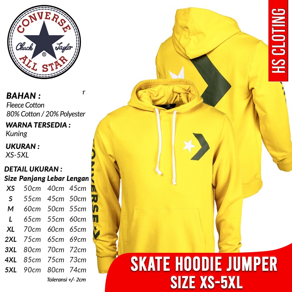 Jaket Pantai XS-5XL CONVERSE All Star Chevron Chuck Taylor Hoodie Jumper Bahan Katun Fleece Kuning U