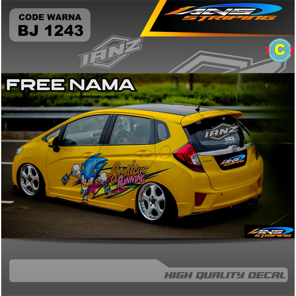 STIKER DECAL MOBIL HONDA JAZZ / VARIASI DECAL STICKER MOBIL FREE NAMA / SIKER DECAL TERMURAH