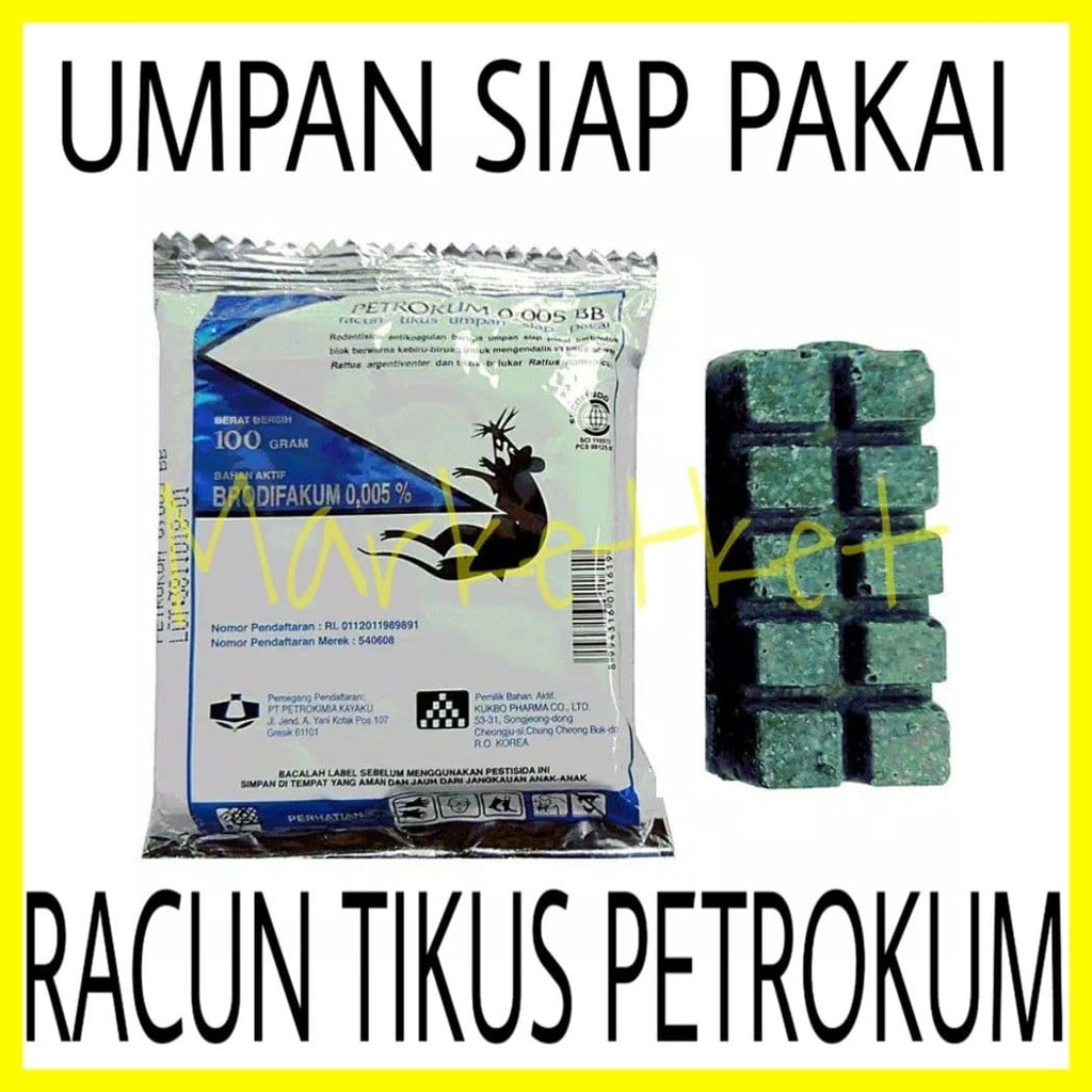 Paket 5 PCS Racun Tikus Mati Kering Rodentisida Petrokum 0,005 BB Brodifakum Original / Umpan Tikus