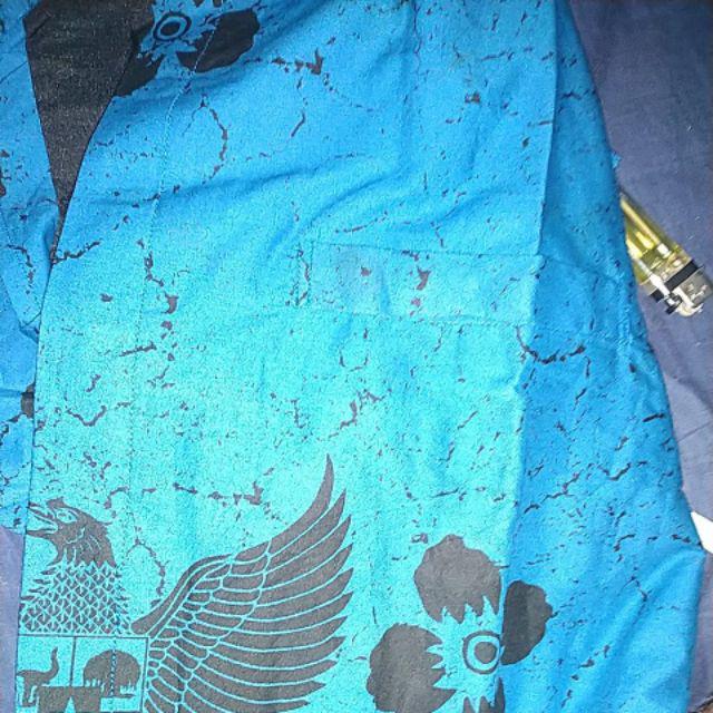 Pancasila Biru Batik Solo Kemeja Batik Pria Modern Kemeja Batik Lengan Panjang Ori By Raja Sakti