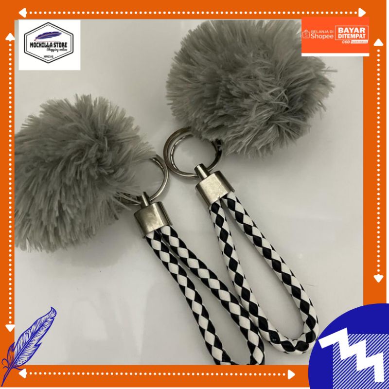 MochillaStore - Gantungan Tas Pom-pom Gantungan Kunci Berbulu Bola Bulu Gantungan Kunci untuk Tas Wanita Liontin Dekorasi Pom Pom Gantungan Kunci Fashion Anak-anak Hadiah