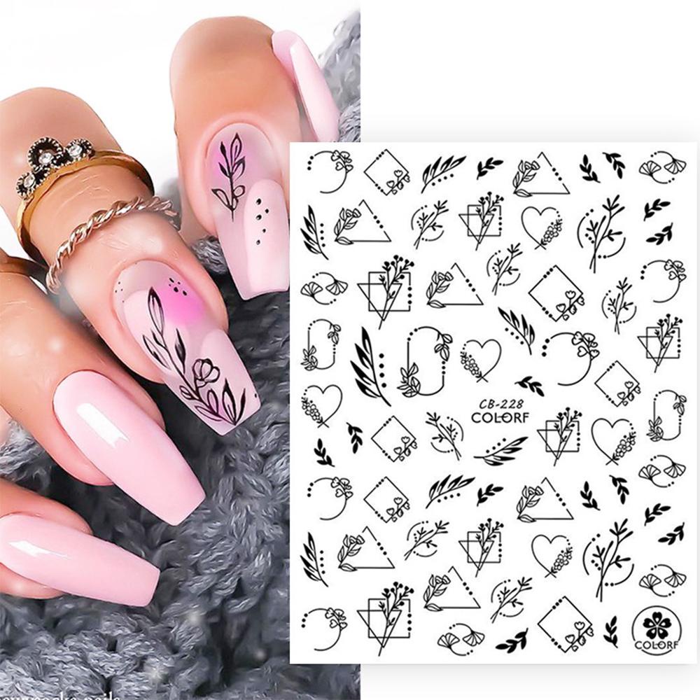 Solighter Stiker Kuku DIY Manicure Line Geometric 3D Black