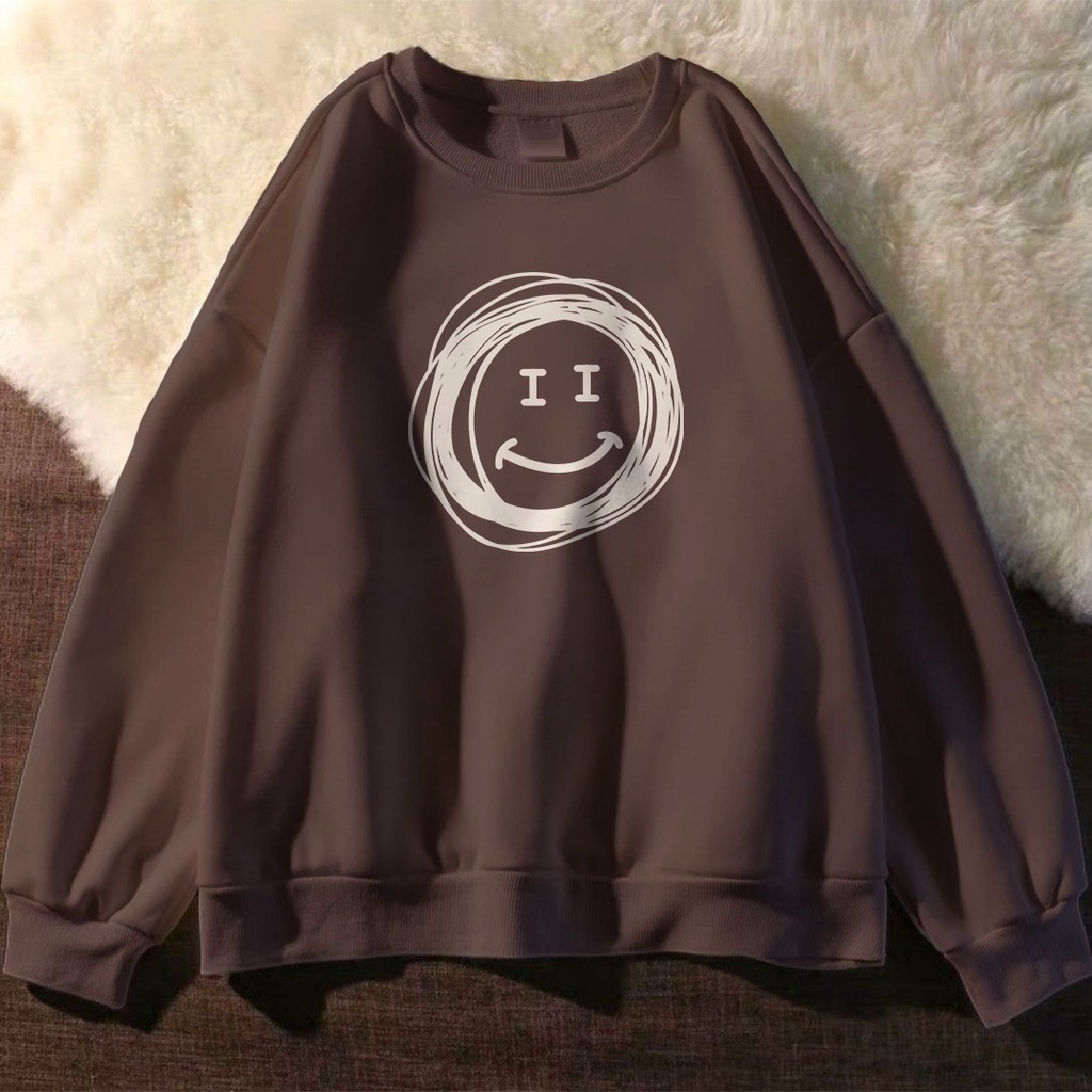 SWEATER UNISEX SMILE ON KPOP EMOJI - CREWNECK KOREA HALUS PREMIUM