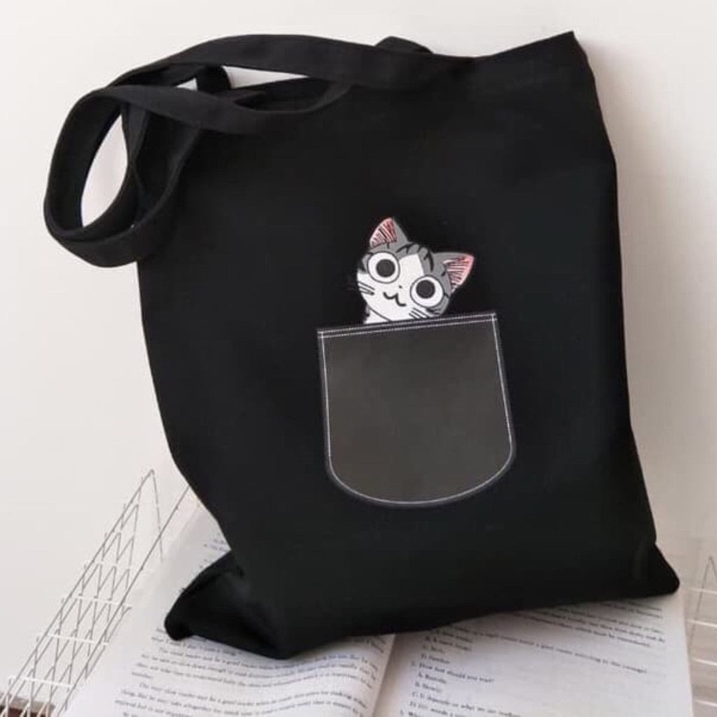 FINOM CHIANG - Tote Bag Wanita Korean Style Saku Kucing