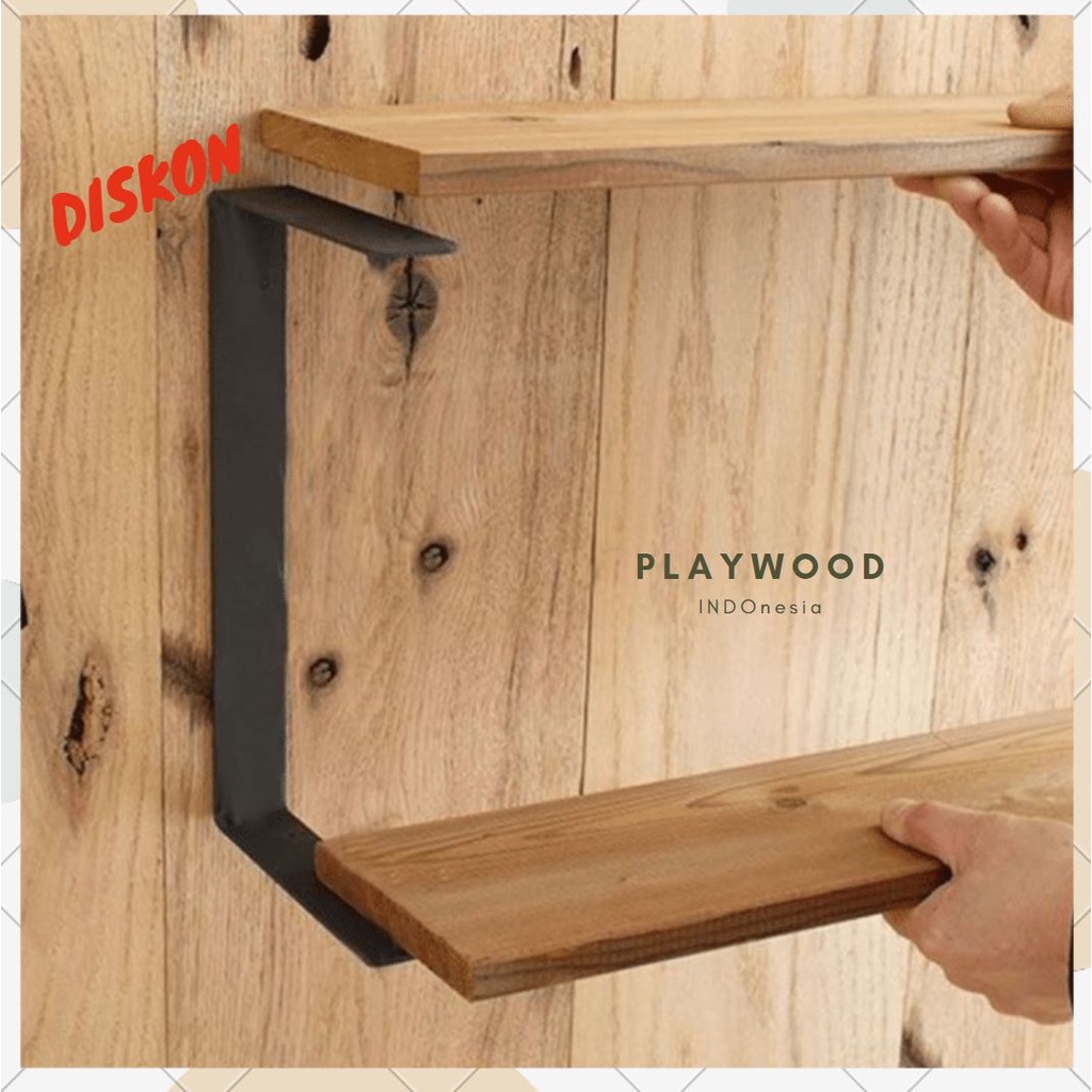 PlayWood - Bracket Besi Siku Rak Dinding Susun 25x15x15