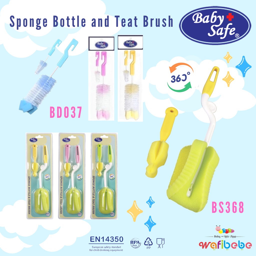 Baby Safe Sponge Bottle and Teat Brush Sikat Pembersih Botol Dot Susu Anak Bayi