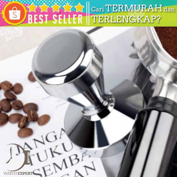 OneTwoCups Tamper Kopi Espresso Flat Stainless Steel Chrome Plated 50mm - SS51 - Silver