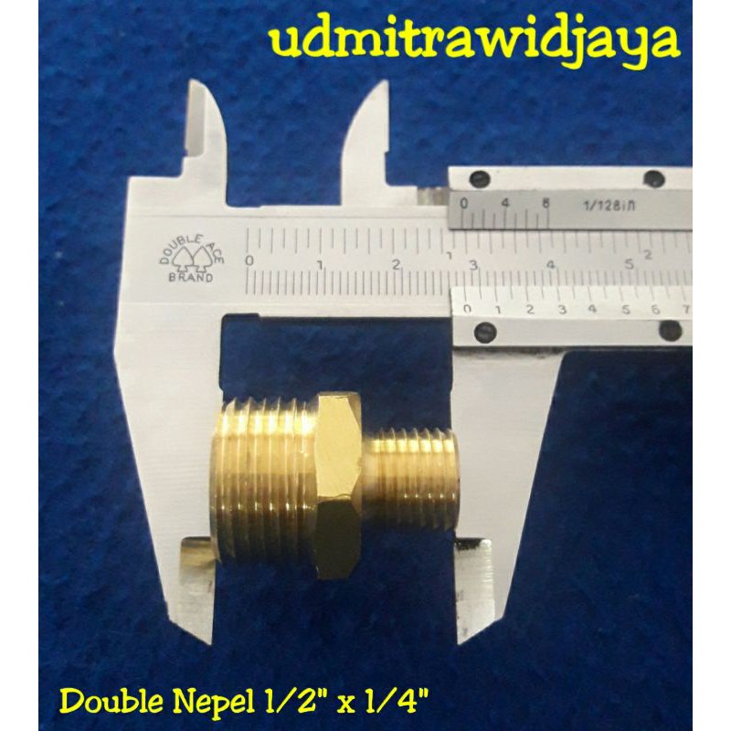 Double Nepel Double Drat Luar Nepple Kuningan Adapter Drat Pipa Kompresor 1/2&quot; x 1/4&quot;