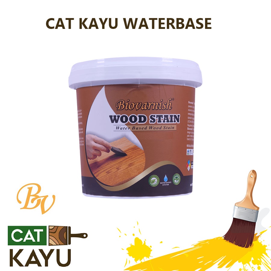 Jual Cat Kayu Waterbased Biovarnish Wood Stain 1kg Vernis Kayu Berbahan Air Varnish Water Based 5214