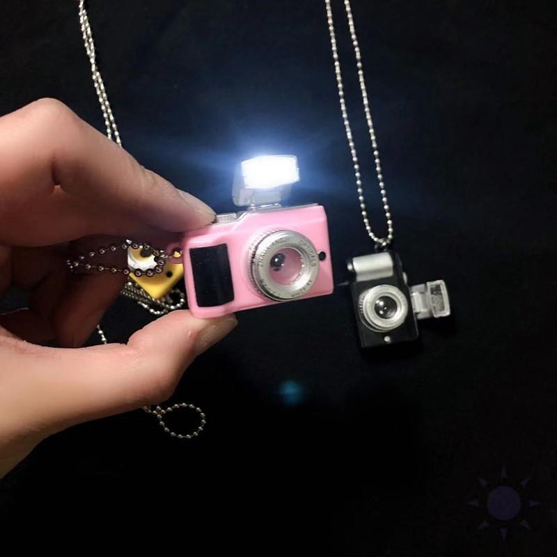 Punk Flash Camera Music Pendant Luminous Necklace Retro Small Camera Necklace