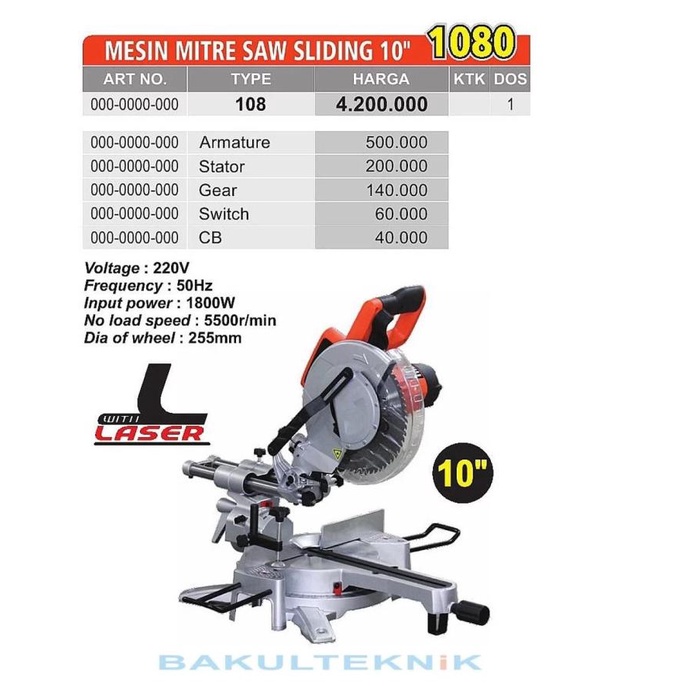Miter Saw Sliding 10inch Merk ALDO
