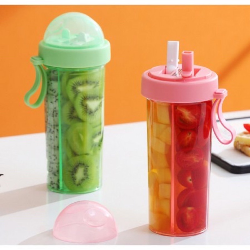 Botol Minum Dua Sisi Sedotan 600ml BZ-232 - Duet Couple Bottle Viral